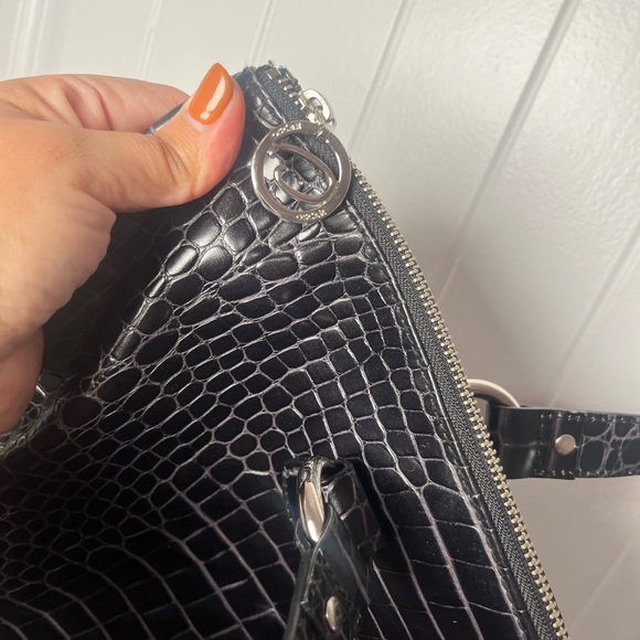 Oscar de la Renta Black Crocodile-Embossed Tote - Picture 9 of 16
